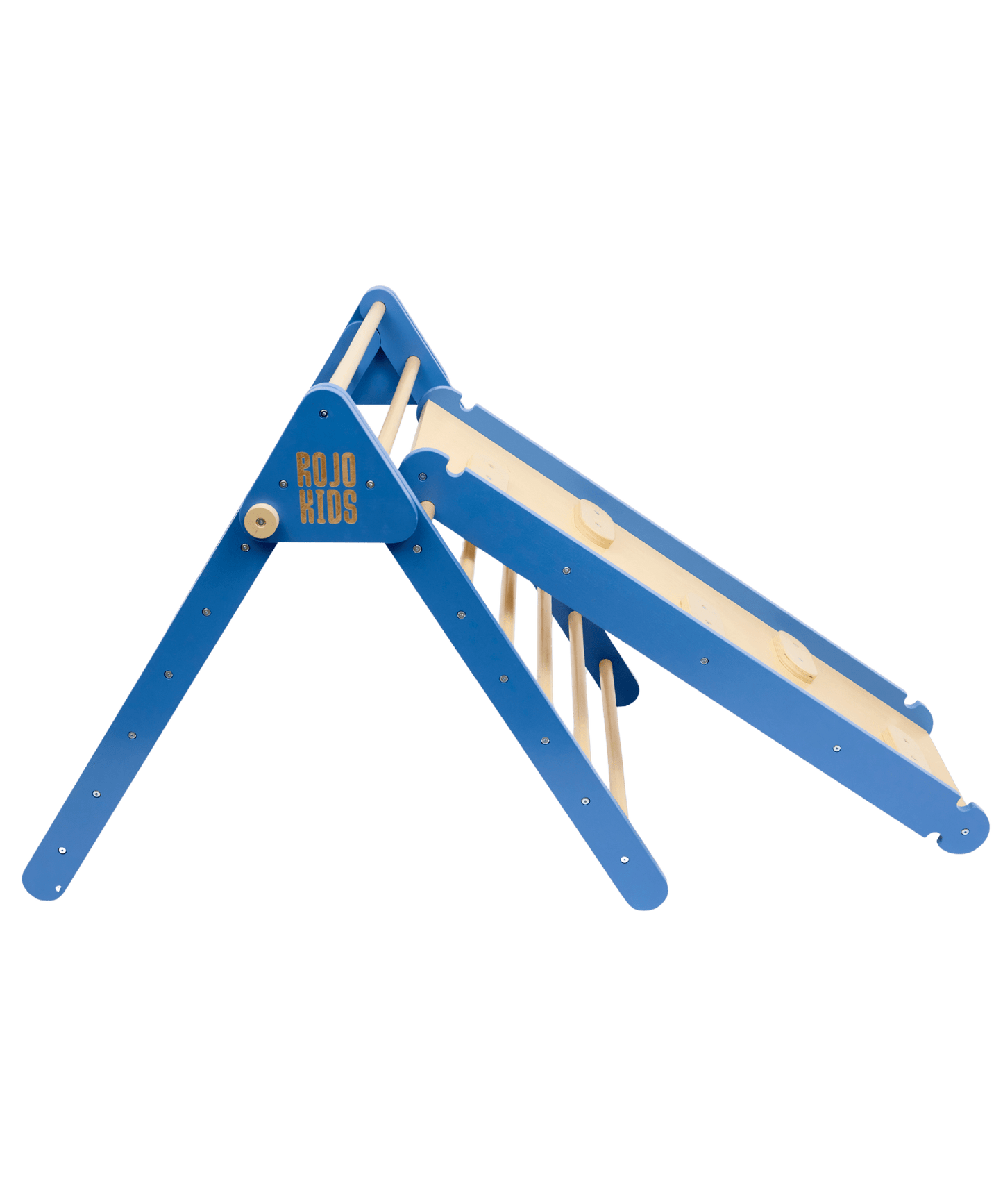 Pikler Triangle with Slide & Climb Board - Blue