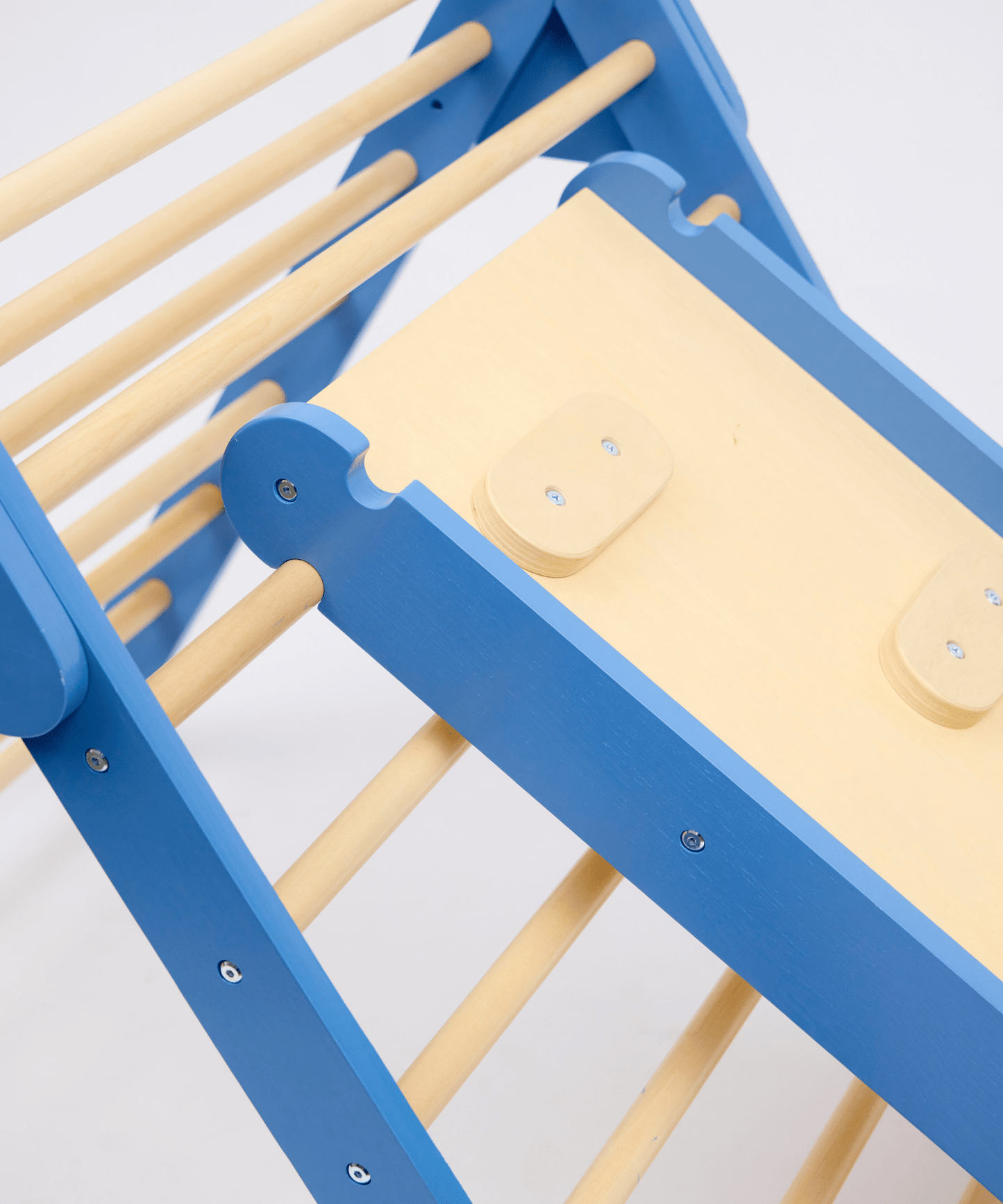 Pikler Triangle with Slide & Climb Board - Blue