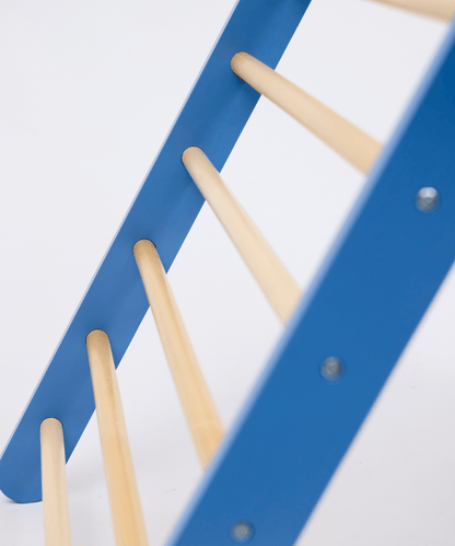 Pikler Triangle with Slide & Climb Board - Blue
