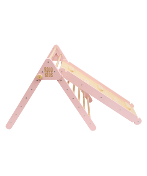 Pikler Triangle with Slide & Climb Board - Pink