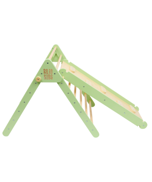 Pikler Triangle with Slide & Climb Board - Pistachio