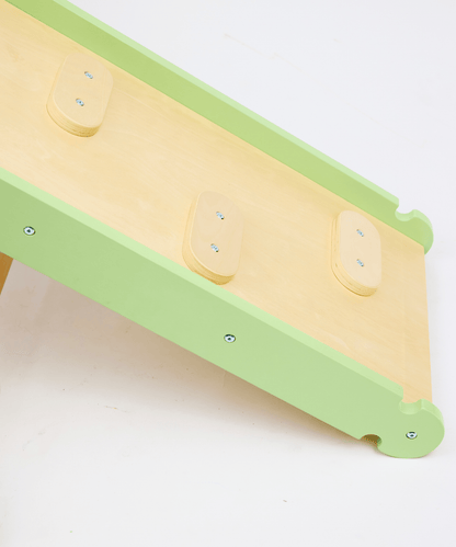 Pikler Triangle with Slide & Climb Board - Pistachio