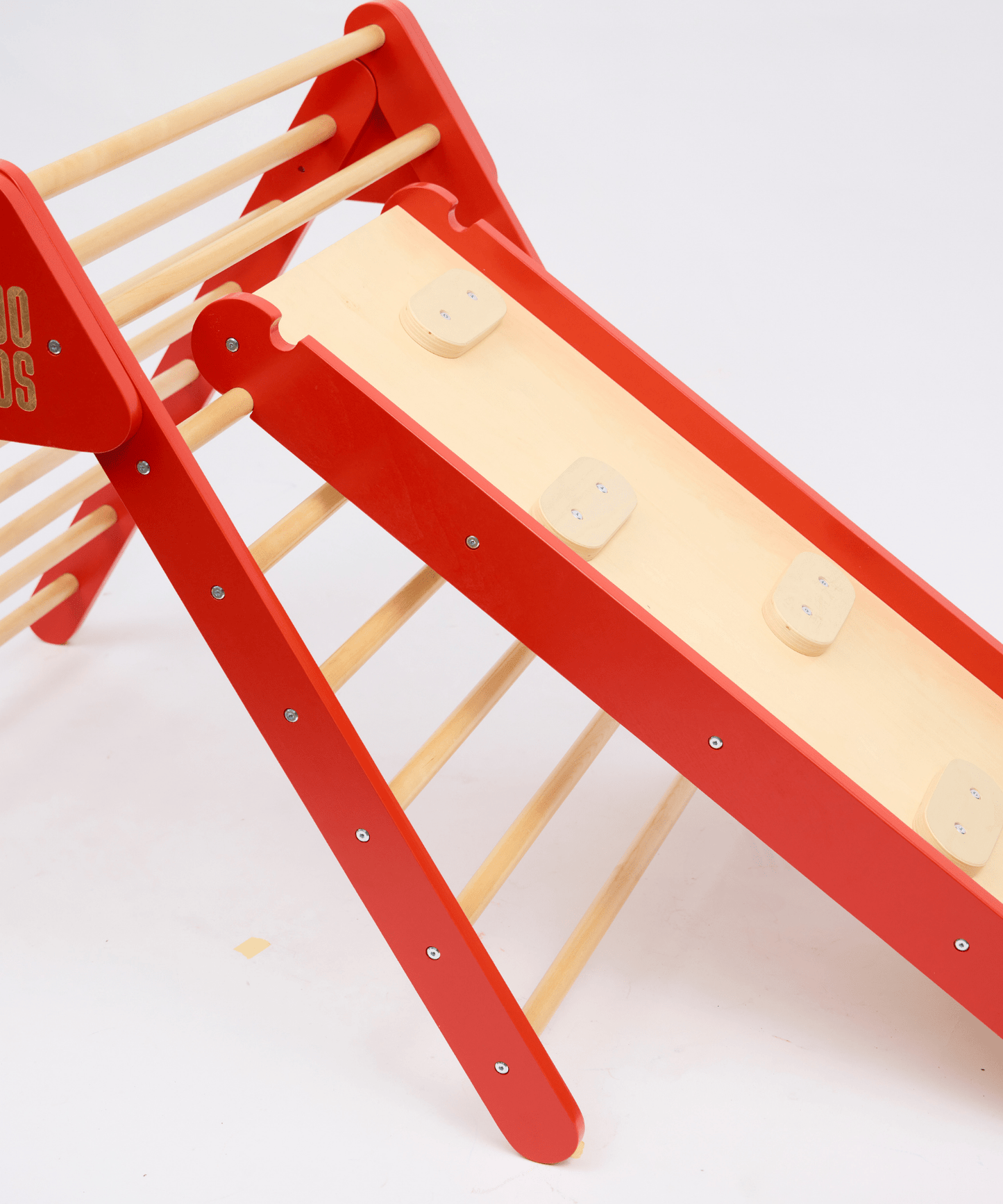 Pikler Triangle with Slide & Climb Board - Red