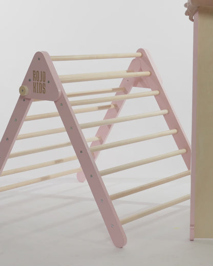 Pikler Triangle with Slide & Climb Board - Blue